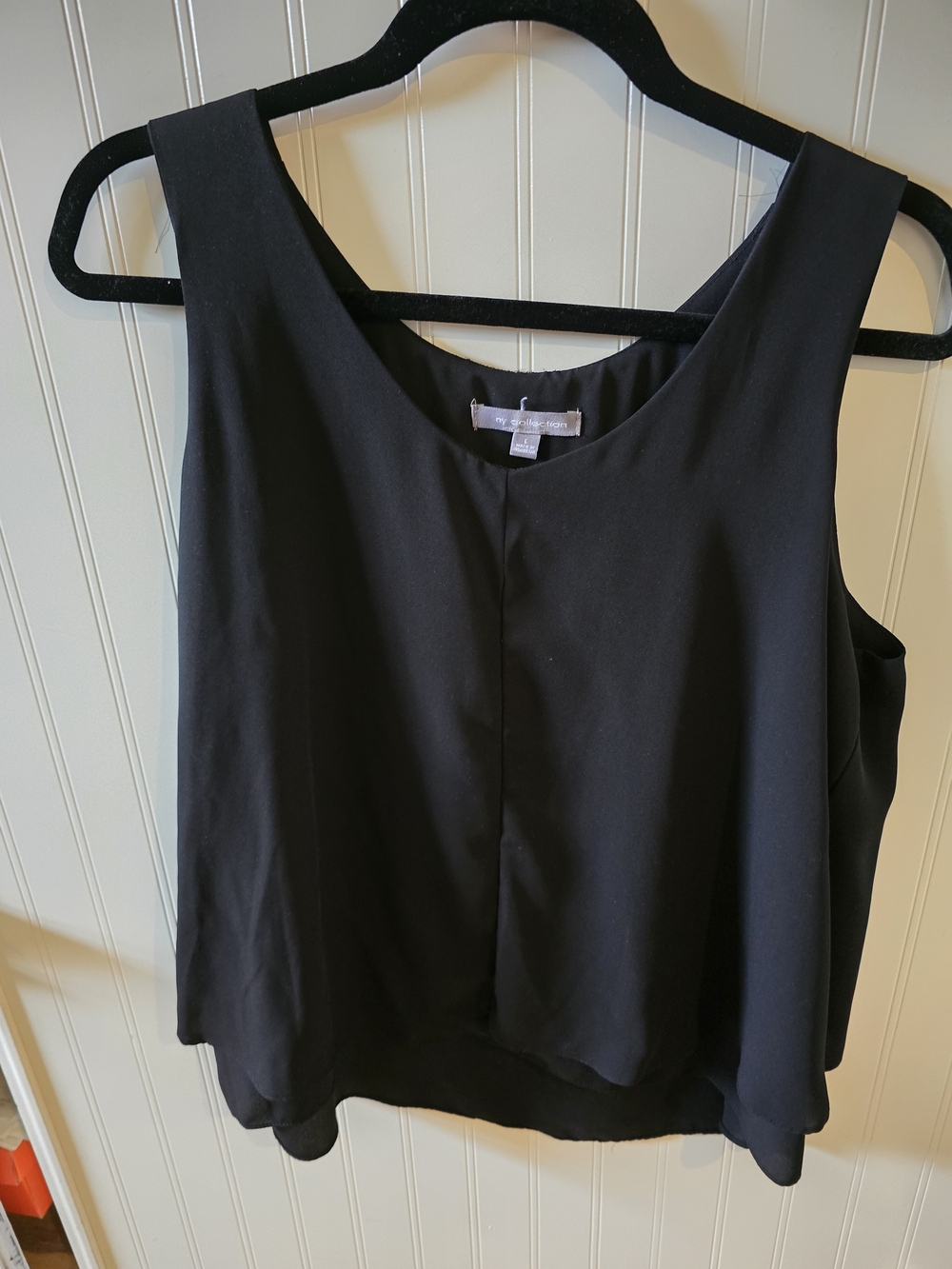 NY Collection Black Layered Tank Top